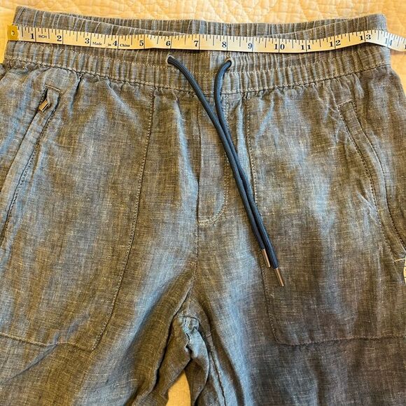 Athleta Retreat Linen Jogger Pant Blue 2 Petite Coastal Beach Summer Chambray - Picture 8 of 12